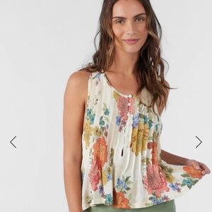 O'Neill Pink and Green Sleeveless Blouse with Bib Collar